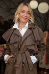 Eleganten Rjav Trench Plašč