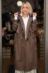 Eleganten Rjav Trench Plašč