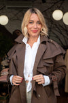 Eleganten Rjav Trench Plašč