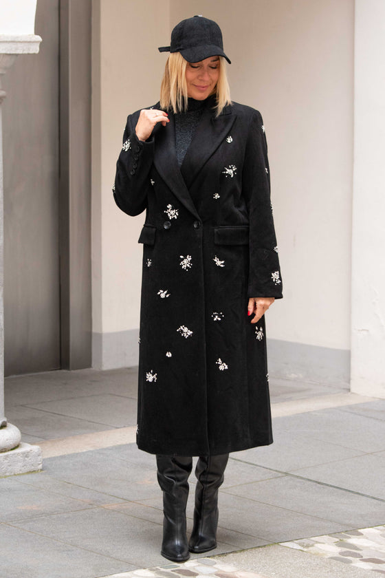 Eleganten Plašč z bleščečimi kristalčki