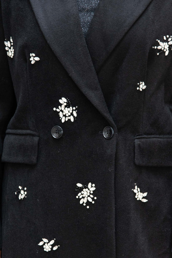 Eleganten Plašč z bleščečimi kristalčki