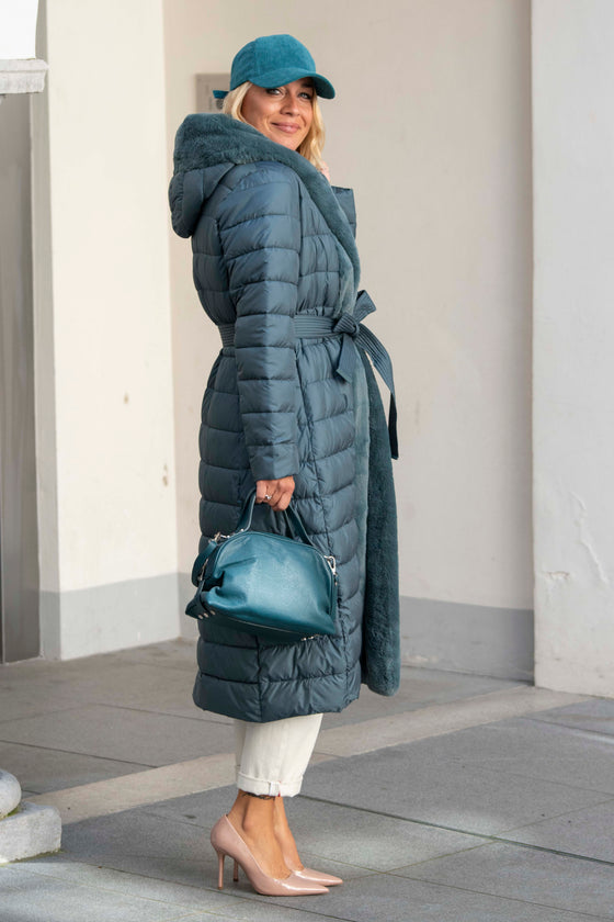 Padded jacket with tie belt in several colors