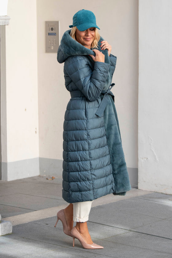 Padded jacket with tie belt in several colors